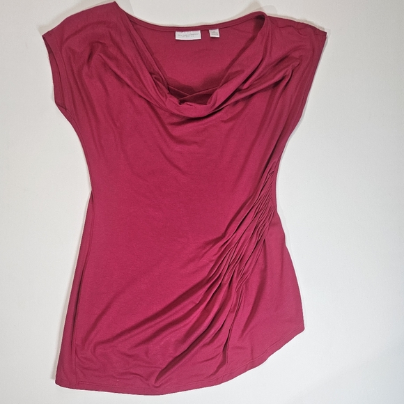 New York & Company Tops - New York & Company Blouse Womens XS Hot Pink Asymmetrical Ruched Side Barbiecore